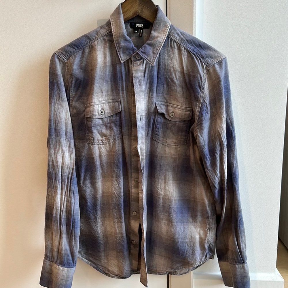 Paige Grey and Blue Plaid Shirt